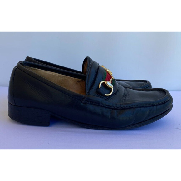 Rare Vintage GUCCI HORSE BIT LOAFER SHOES BLACK ITALY 42 US 9 - Picture 3 of 11